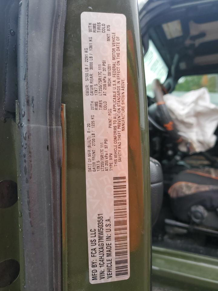 2021 Jeep Wrangler Sport VIN: 1C4HJXAG7MW503581 Lot: 63200405