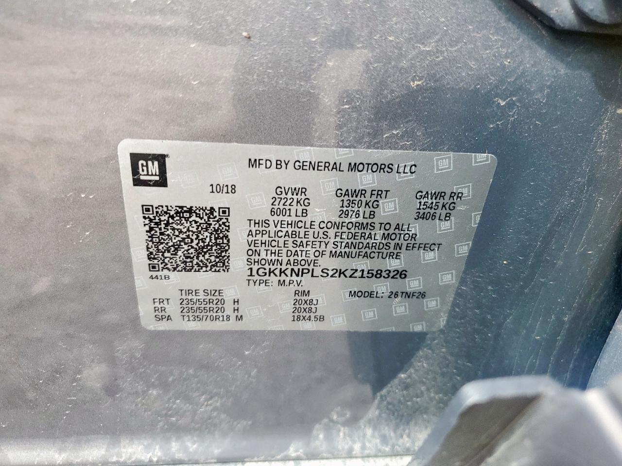 2019 GMC Acadia Denali VIN: 1GKKNPLS2KZ158326 Lot: 62224835