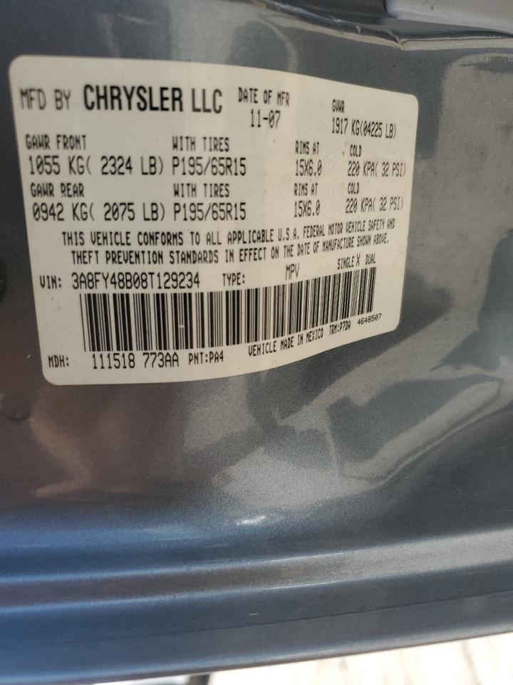 2008 Chrysler Pt Cruiser VIN: 3A8FY48B08T129234 Lot: 63427435