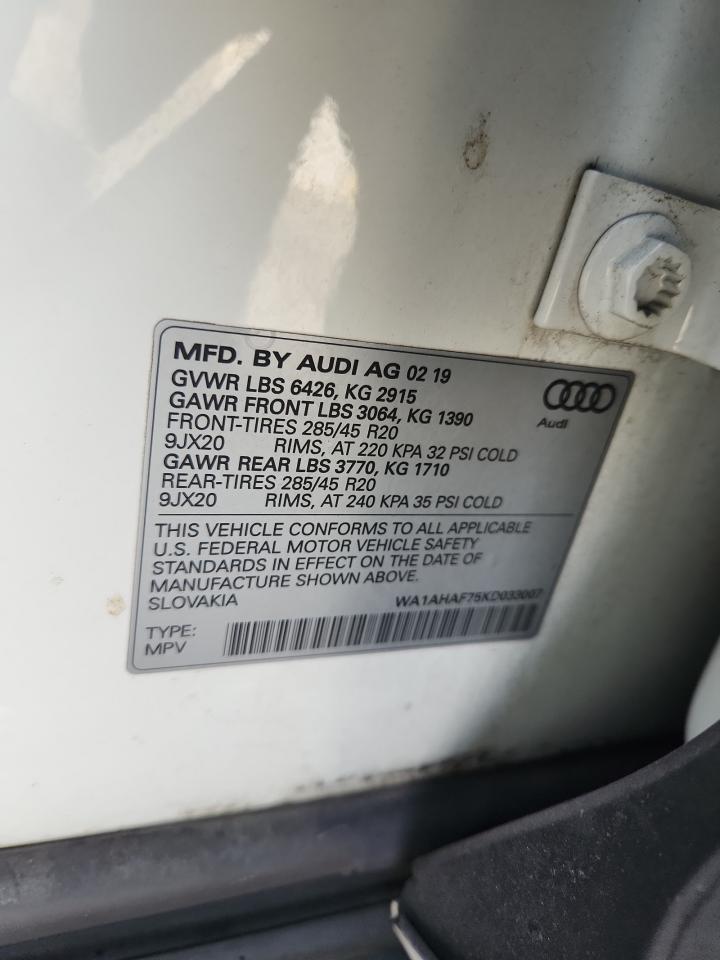 2019 Audi Q7 Premium VIN: WA1AHAF75KD033007 Lot: 65022765