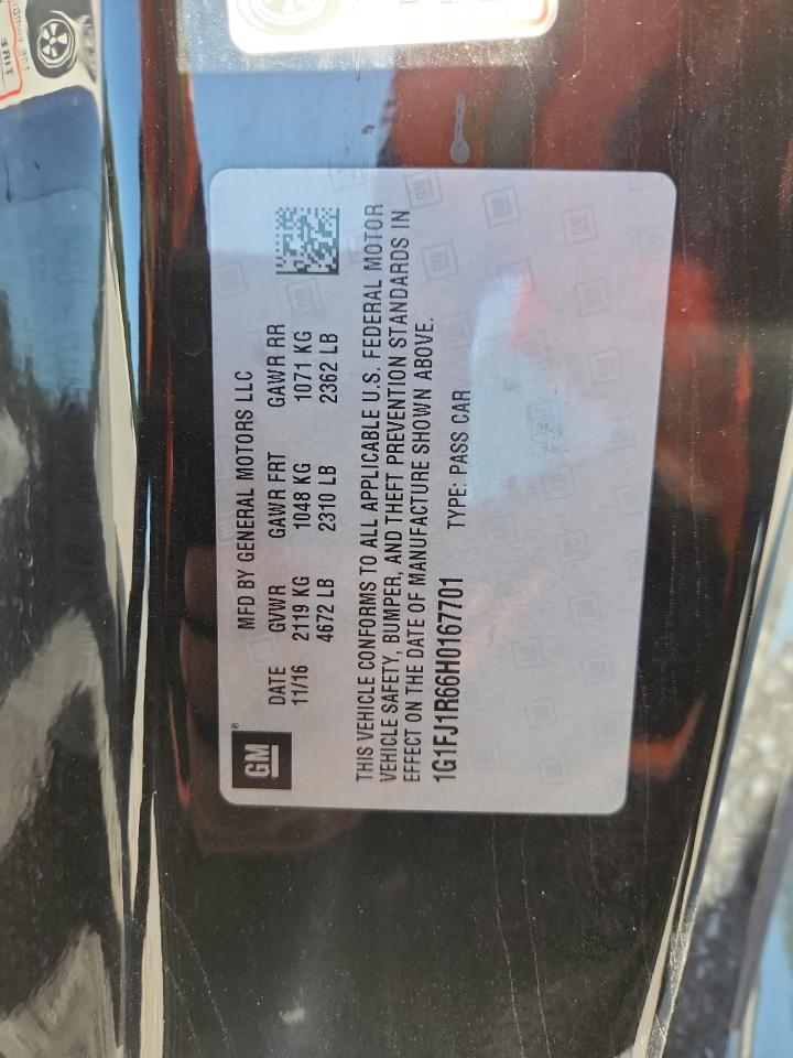2017 Chevrolet Camaro Zl1 VIN: 1G1FJ1R66H0167701 Lot: 64141935