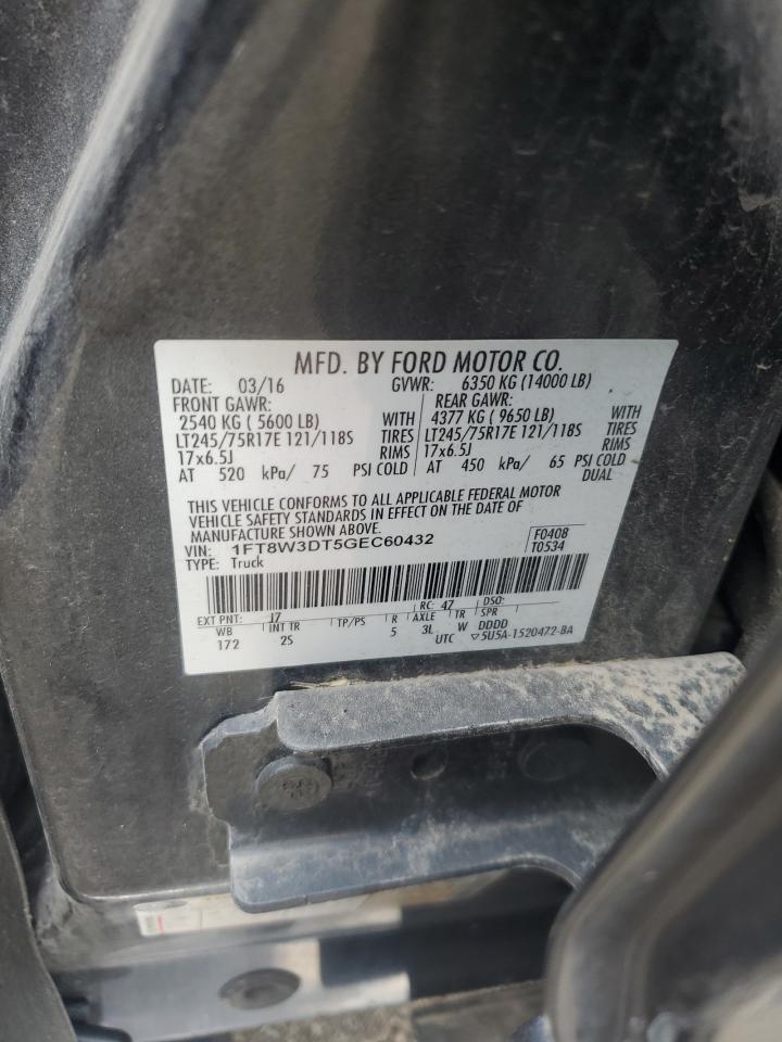 2016 Ford F350 Super Duty VIN: 1FT8W3DT5GEC60432 Lot: 64074715