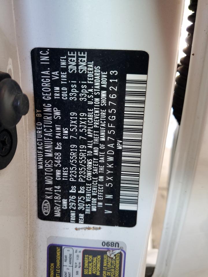 2015 Kia Sorento Sx VIN: 5XYKWDA75FG576213 Lot: 64568375
