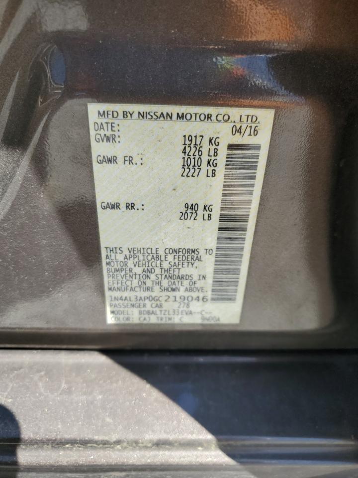 2016 Nissan Altima 2.5 VIN: 1N4AL3AP0GC219046 Lot: 64358455
