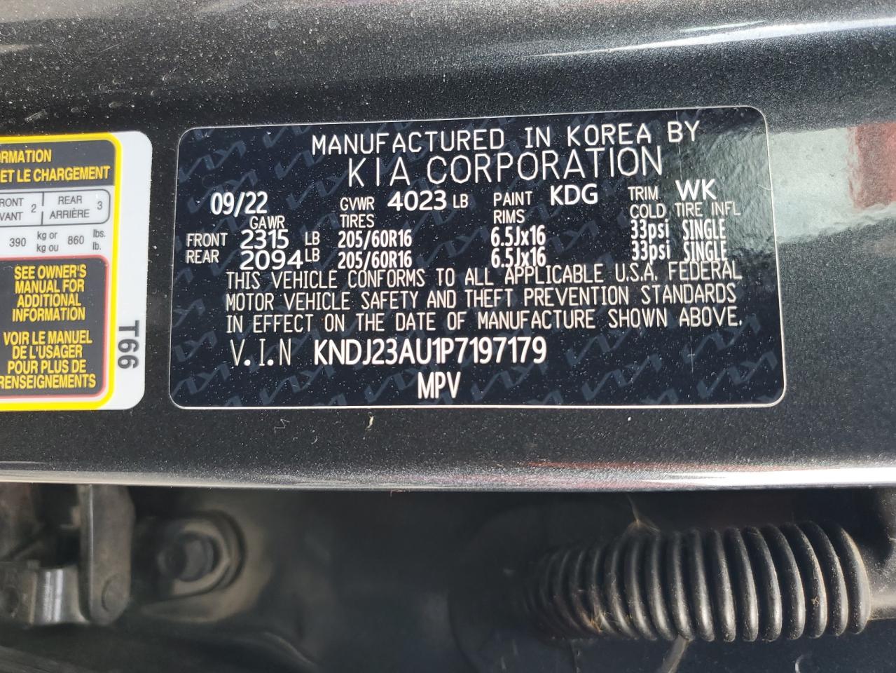 2023 Kia Soul Lx VIN: KNDJ23AU1P7197179 Lot: 65355405