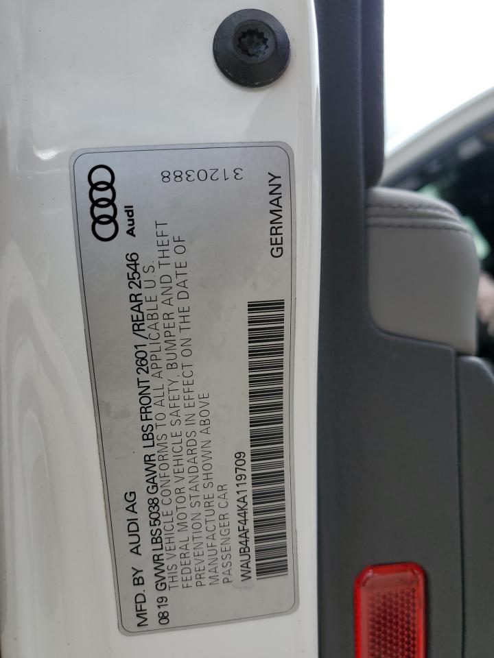 2019 Audi S4 Premium Plus VIN: WAUB4AF44KA119709 Lot: 65562755
