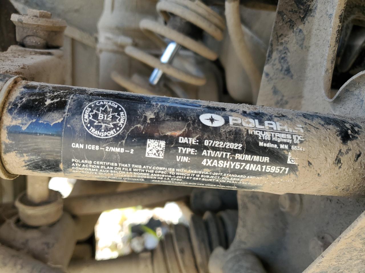 2022 Polaris Sportsman Trail 570 VIN: 4XASHY574NA159571 Lot: 70540445
