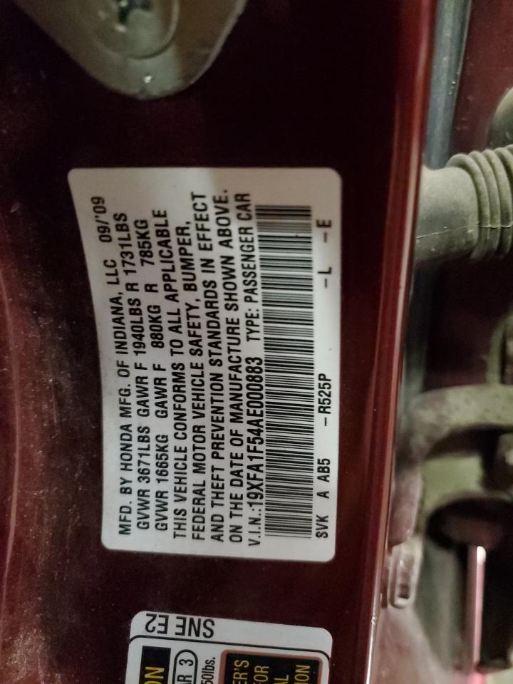 2010 Honda Civic Lx VIN: 19XFA1F54AE000883 Lot: 64983455