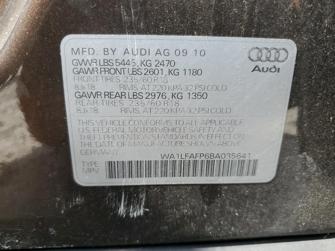 2011 Audi Q5 Premium Plus VIN: WA1LFAFP6BA035641 Lot: 62058755