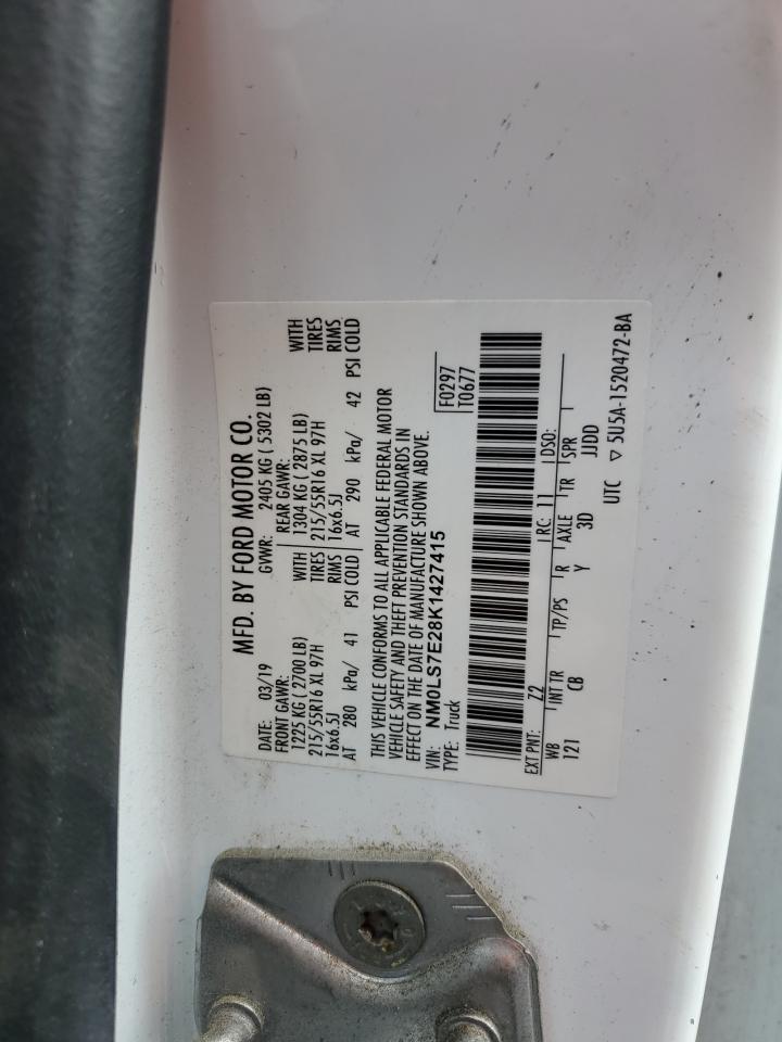 2019 Ford Transit Connect Xl VIN: NM0LS7E28K1427415 Lot: 64990045