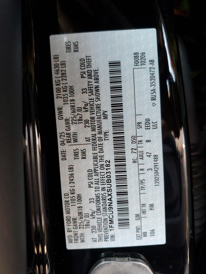 2025 Ford Escape St Line Select VIN: 1FMCU9NAXSUB03182 Lot: 64824015