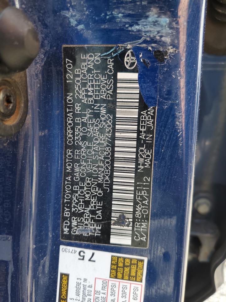 2008 Toyota Prius VIN: JTDKB20U387743062 Lot: 62996645