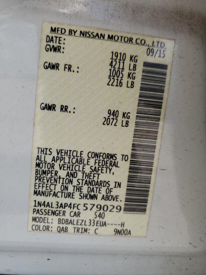 2015 Nissan Altima 2.5 VIN: 1N4AL3AP4FC579029 Lot: 65236415