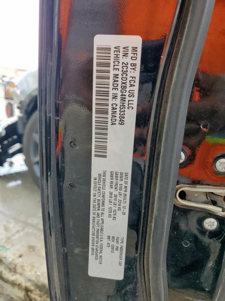 2021 Dodge Charger Sxt VIN: 2C3CDXBG4MH533849 Lot: 63047275