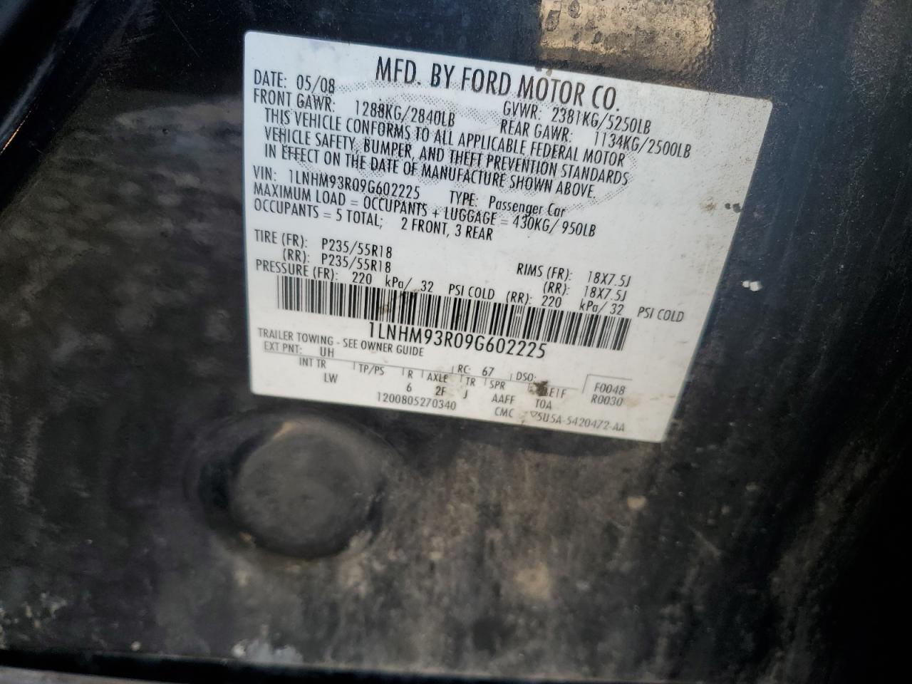 1LNHM93R09G602225 2009 Lincoln Mks