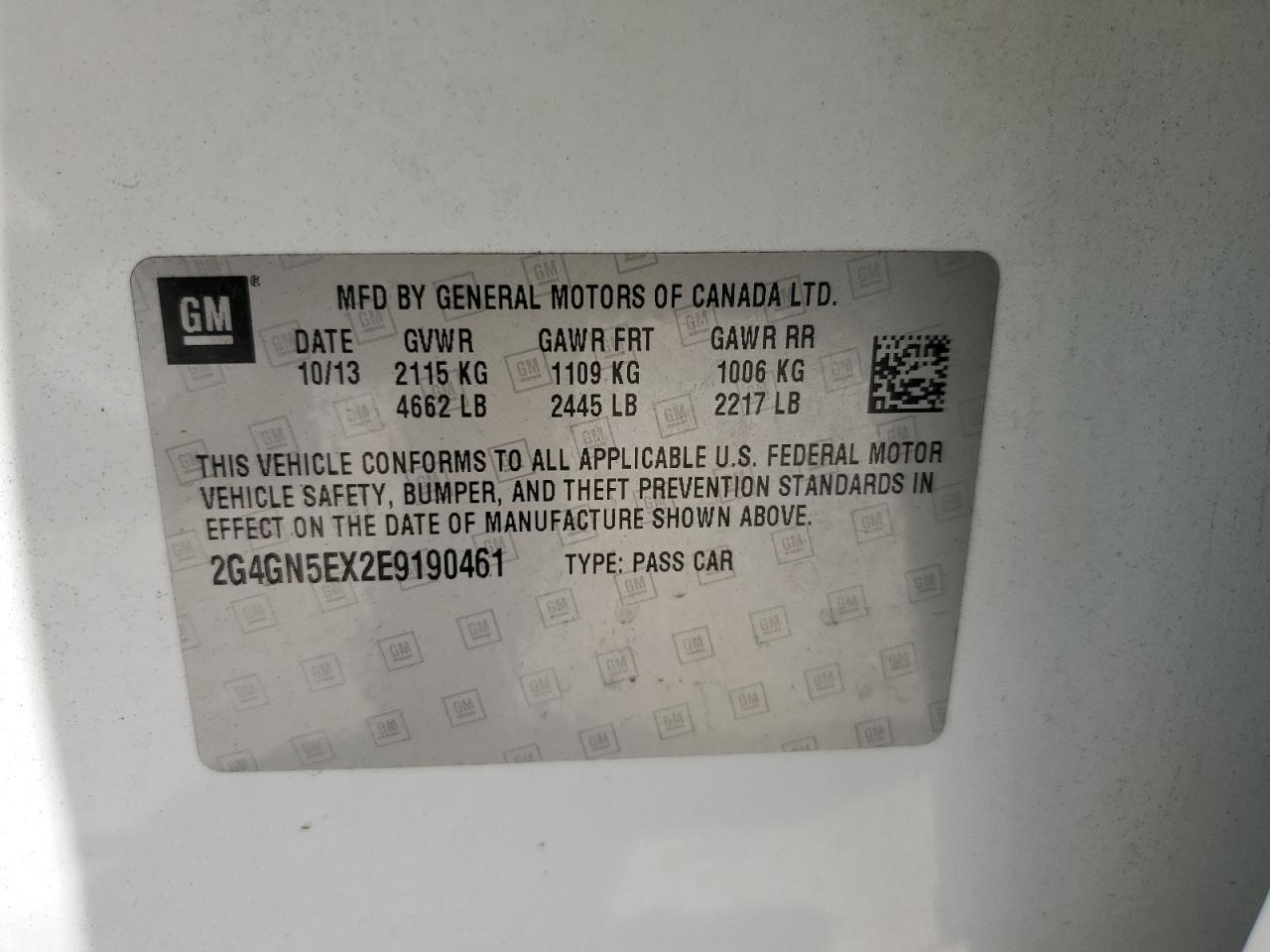 2014 Buick Regal Premium VIN: 2G4GN5EX2E9190461 Lot: 62926285