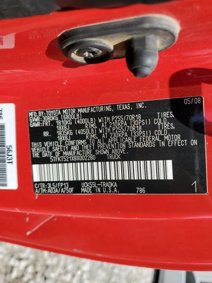2008 Toyota Tundra VIN: 5TFKT521X8X002280 Lot: 64243045