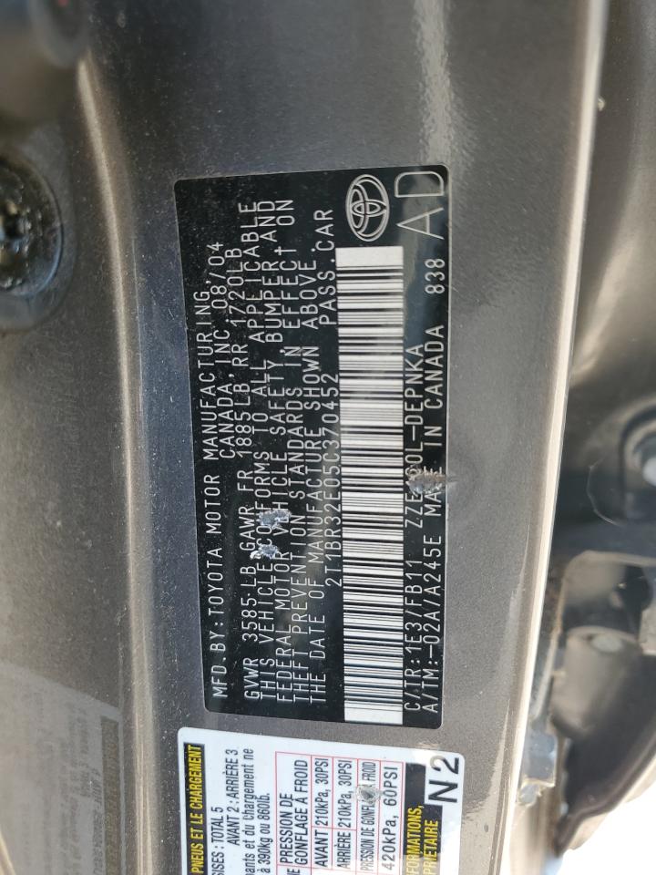 2005 Toyota Corolla Ce VIN: 2T1BR32E05C370452 Lot: 65966795