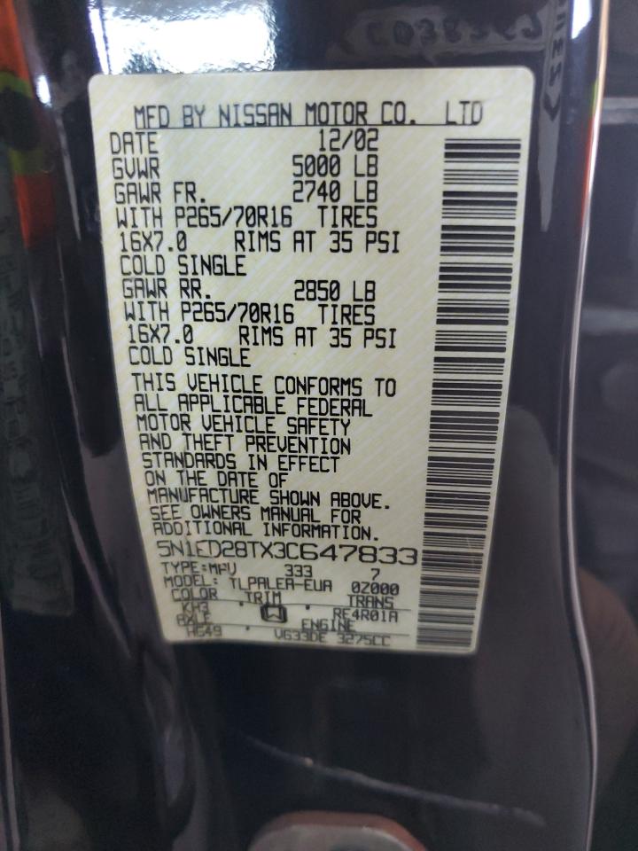 5n1ed28tx3c647833 5N1ED28TX3C647833 2003 Nissan Xterra Xe