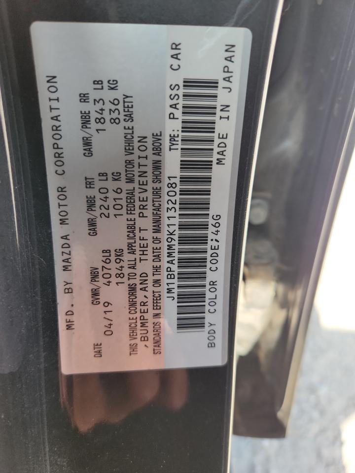 2019 Mazda 3 Preferred VIN: JM1BPAMM9K1132081 Lot: 64831375
