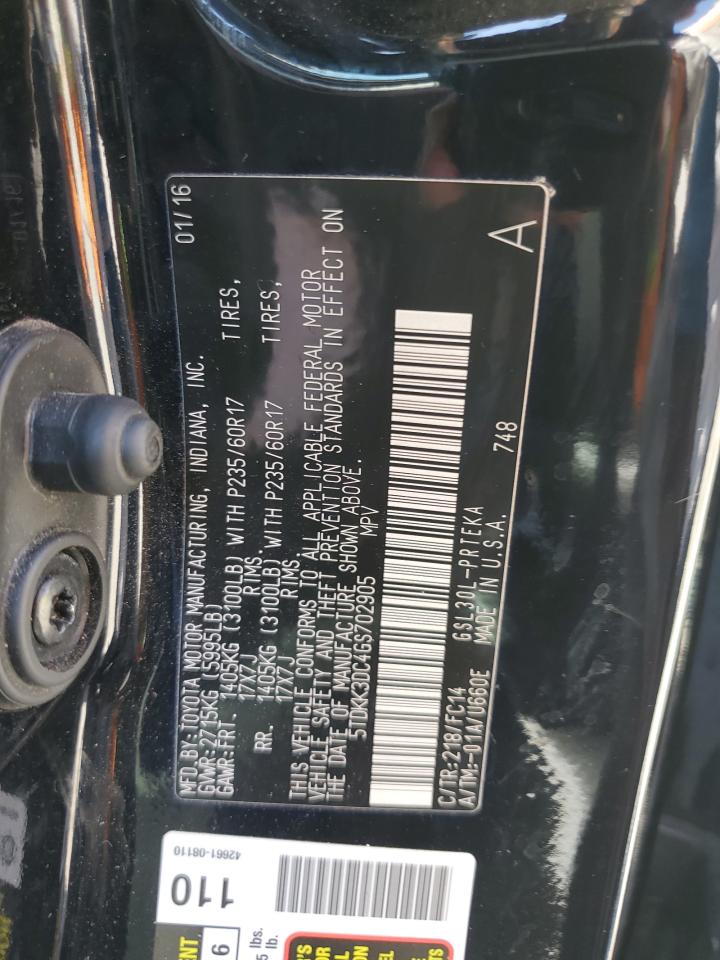 2016 Toyota Sienna Le VIN: 5TDKK3DC4GS702905 Lot: 64220785
