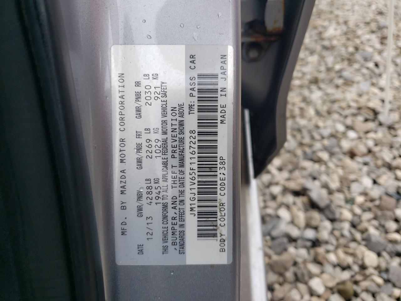 2015 Mazda 6 Touring VIN: JM1GJ1V65F1167228 Lot: 62947525