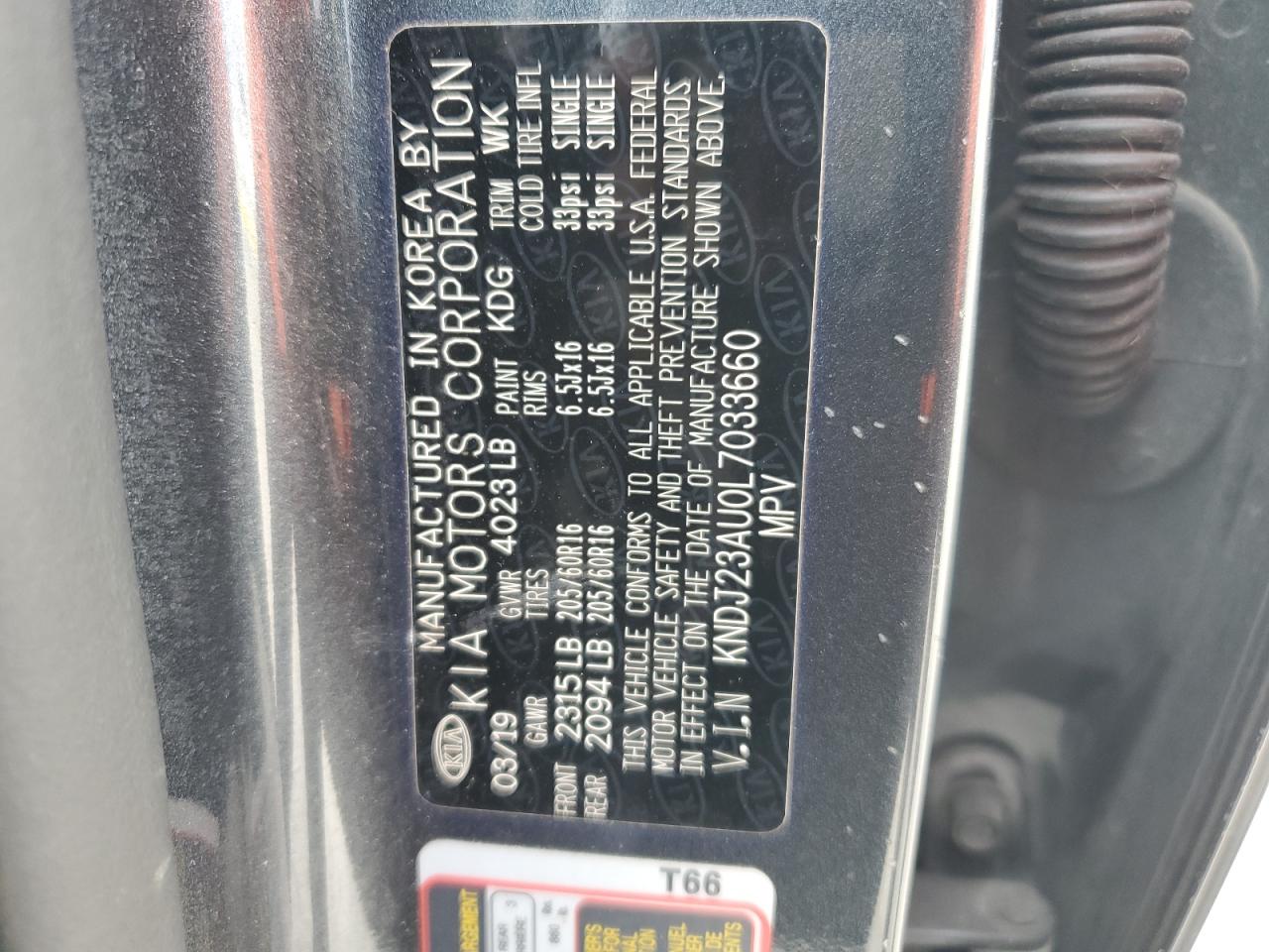 2020 Kia Soul Lx VIN: KNDJ23AU0L7033660 Lot: 64810865