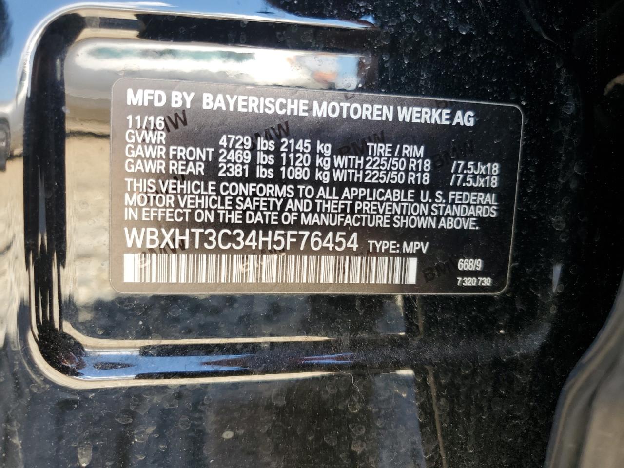 2017 BMW X1 xDrive28I VIN: WBXHT3C34H5F76454 Lot: 65246855