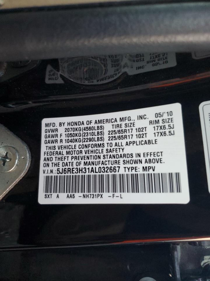 2010 Honda Cr-V Lx VIN: 5J6RE3H31AL032667 Lot: 66130705