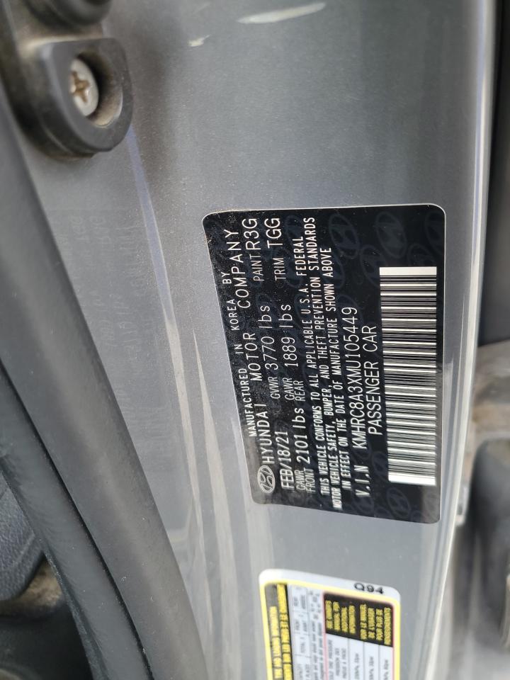 2021 Hyundai Venue Sel VIN: KMHRC8A3XMU105449 Lot: 67068455