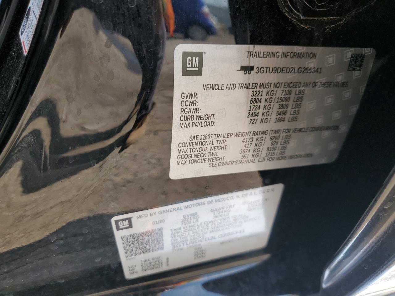 2020 GMC Sierra K1500 Slt VIN: 3GTU9DED2LG255341 Lot: 64048995