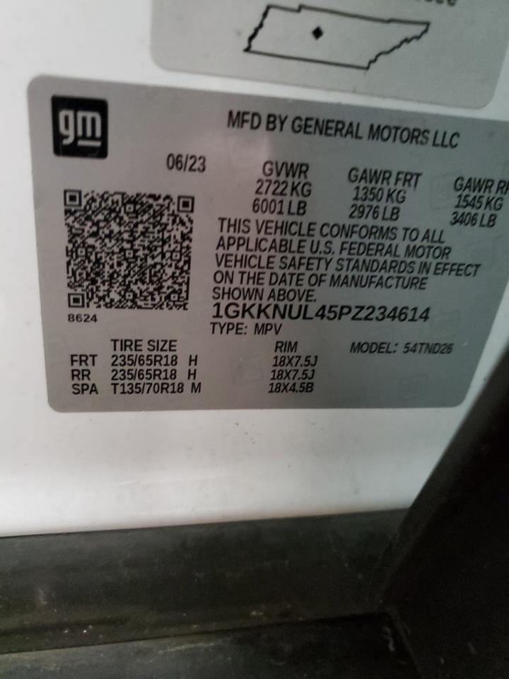 2023 GMC Acadia Slt VIN: 1GKKNUL45PZ234614 Lot: 64620365