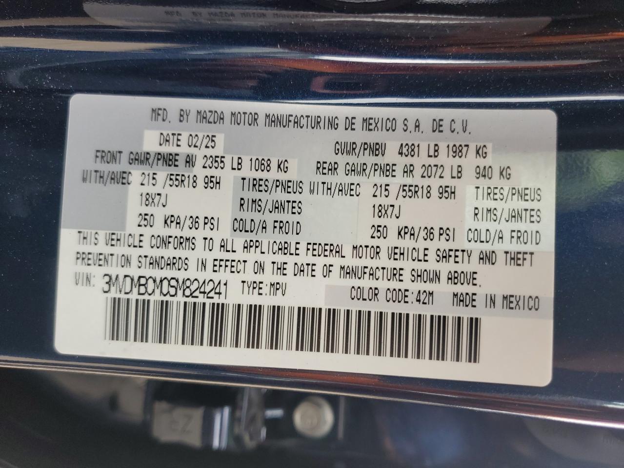 2025 Mazda Cx-30 Preferred VIN: 3MVDMBCM0SM824241 Lot: 64779075