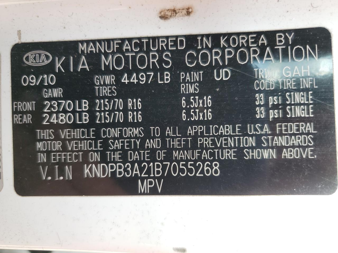 2011 Kia Sportage Lx VIN: KNDPB3A21B7055268 Lot: 65373185