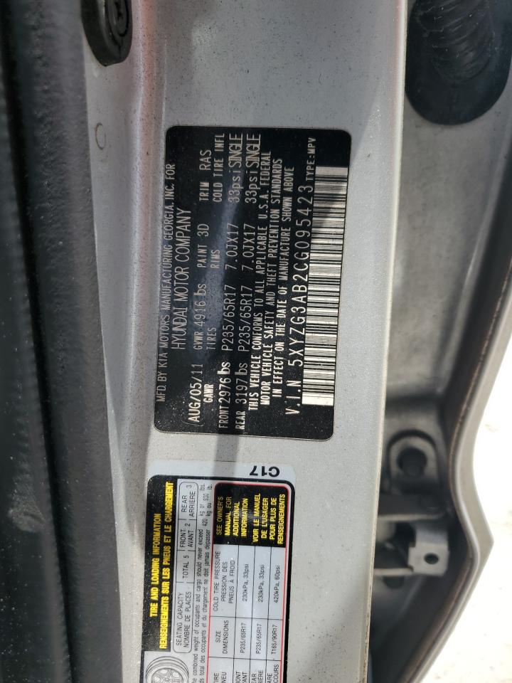 5XYZG3AB2CG095423 2012 Hyundai Santa Fe Gls