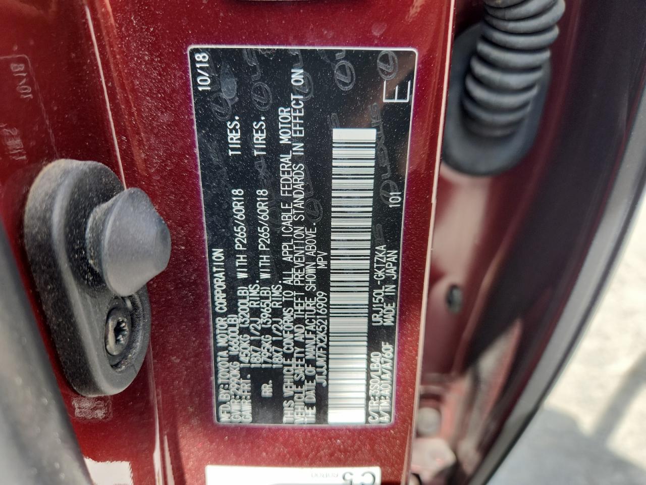 2019 Lexus Gx 460 Premium VIN: JTJJM7FX2K5216909 Lot: 63677465