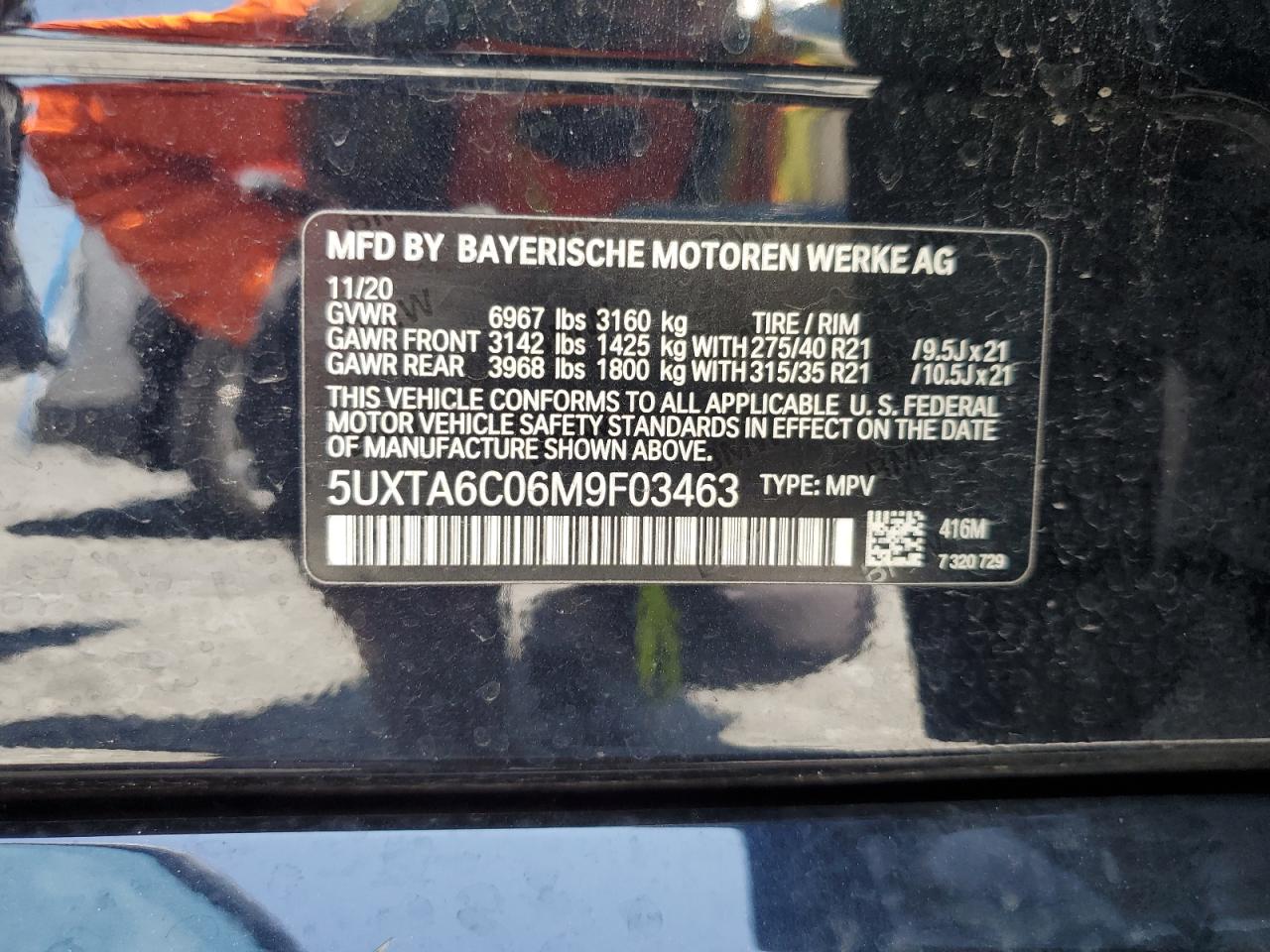 2021 BMW X5 xDrive45E VIN: 5UXTA6C06M9F03463 Lot: 64504315