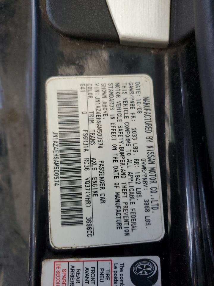 2010 Nissan 370Z VIN: JN1AZ4EH9AM500574 Lot: 64881285