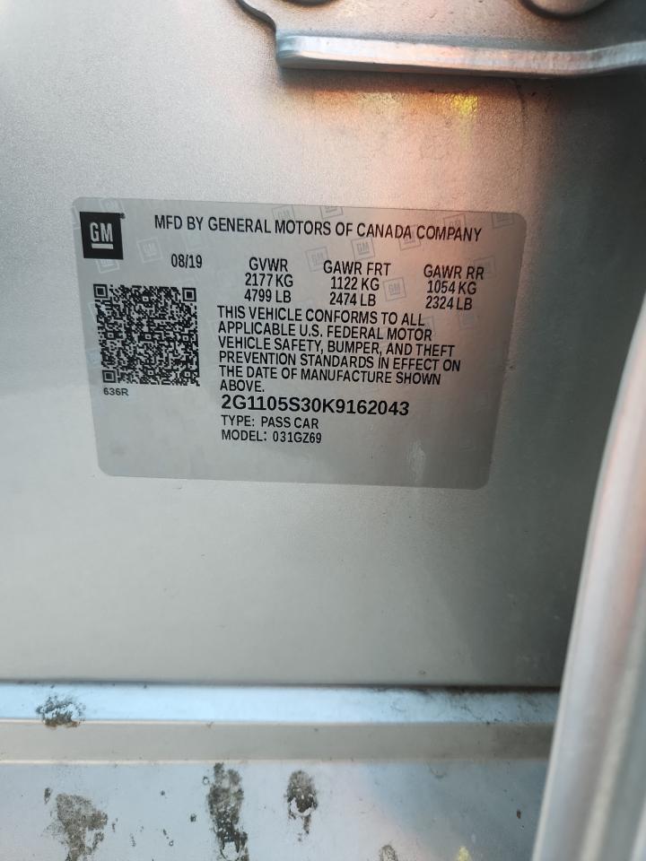 2019 Chevrolet Impala Premier VIN: 2G1105S30K9162043 Lot: 64775495