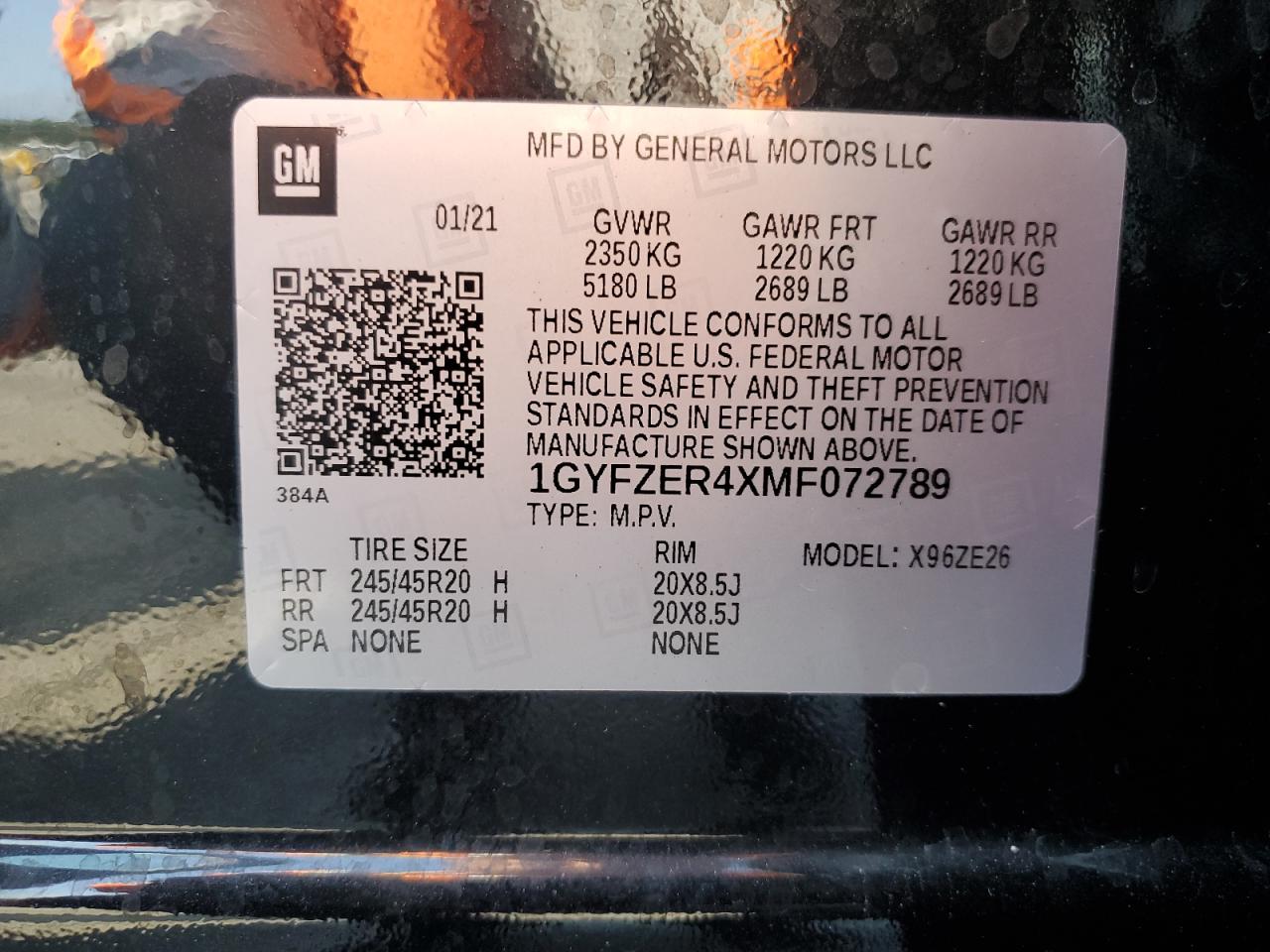 2021 Cadillac Xt4 Sport VIN: 1GYFZER4XMF072789 Lot: 63343805