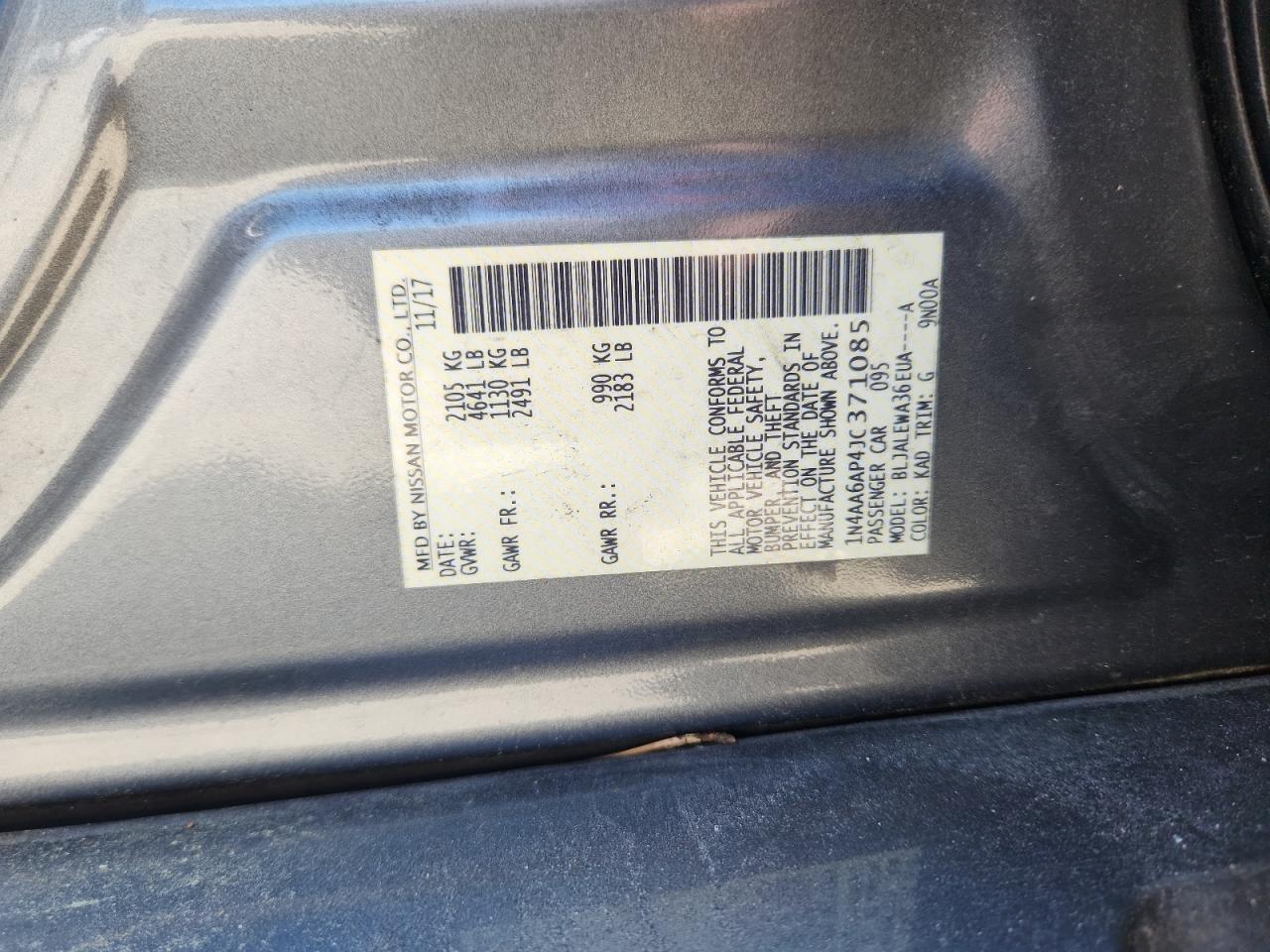 2018 Nissan Maxima 3.5S VIN: 1N4AA6AP4JC371085 Lot: 65582415