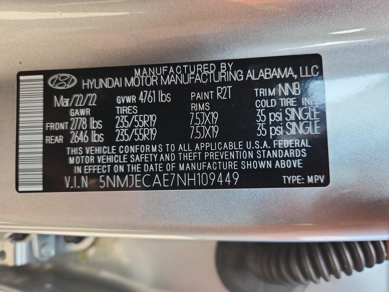 5NMJECAE7NH109449 2022 Hyundai Tucson Limited