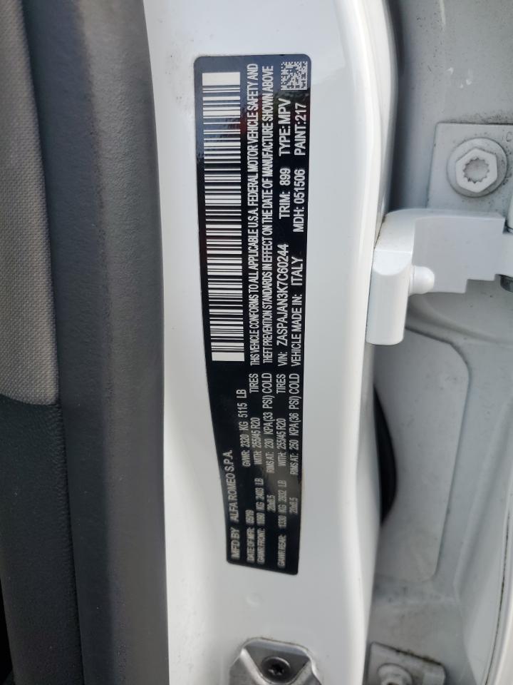 2019 Alfa Romeo Stelvio VIN: ZASPAJAN3K7C60244 Lot: 62259125