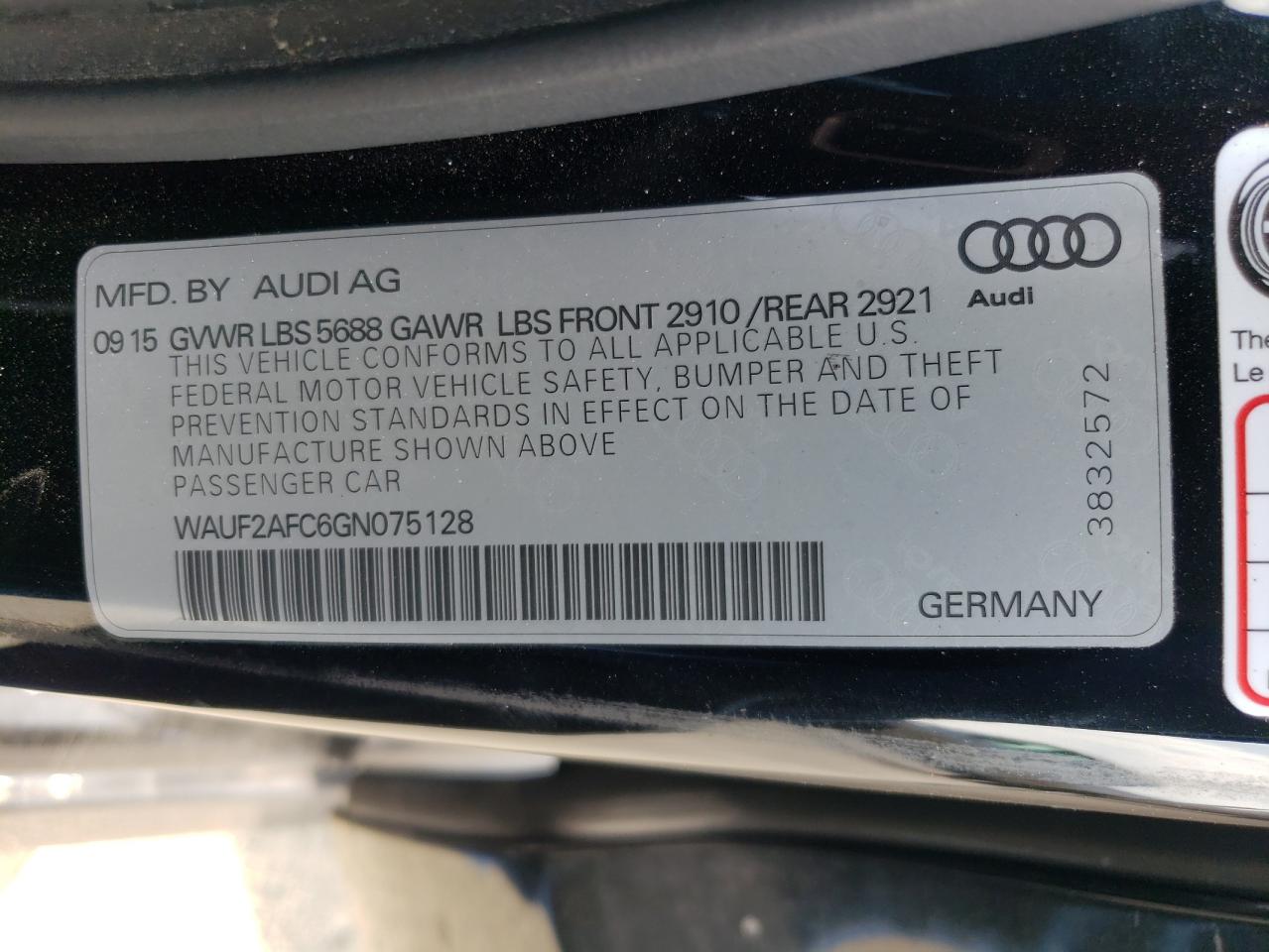 2016 Audi S6 Premium Plus VIN: WAUF2AFC6GN075128 Lot: 67211575