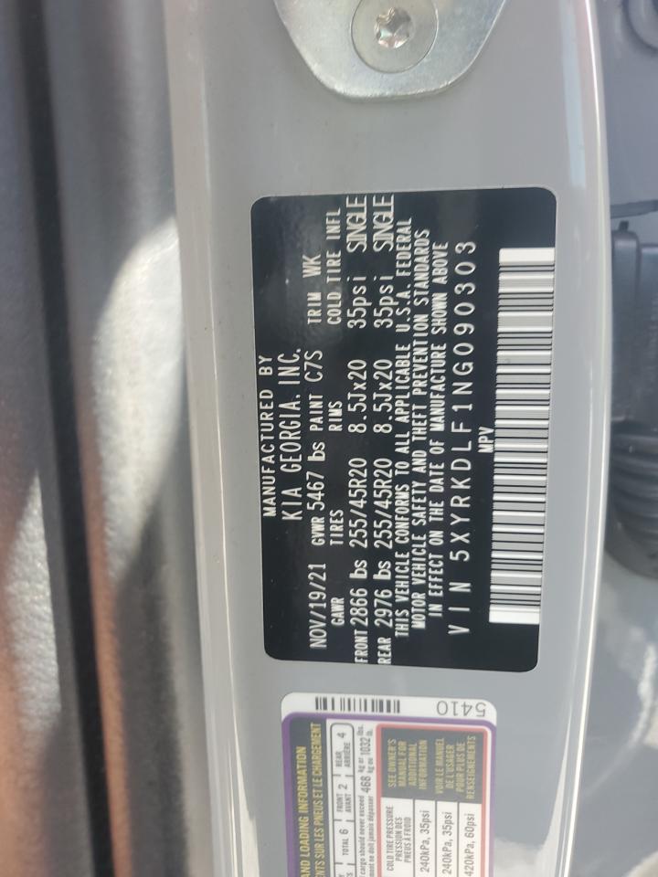2022 Kia Sorento Sx VIN: 5XYRKDLF1NG090303 Lot: 64106425