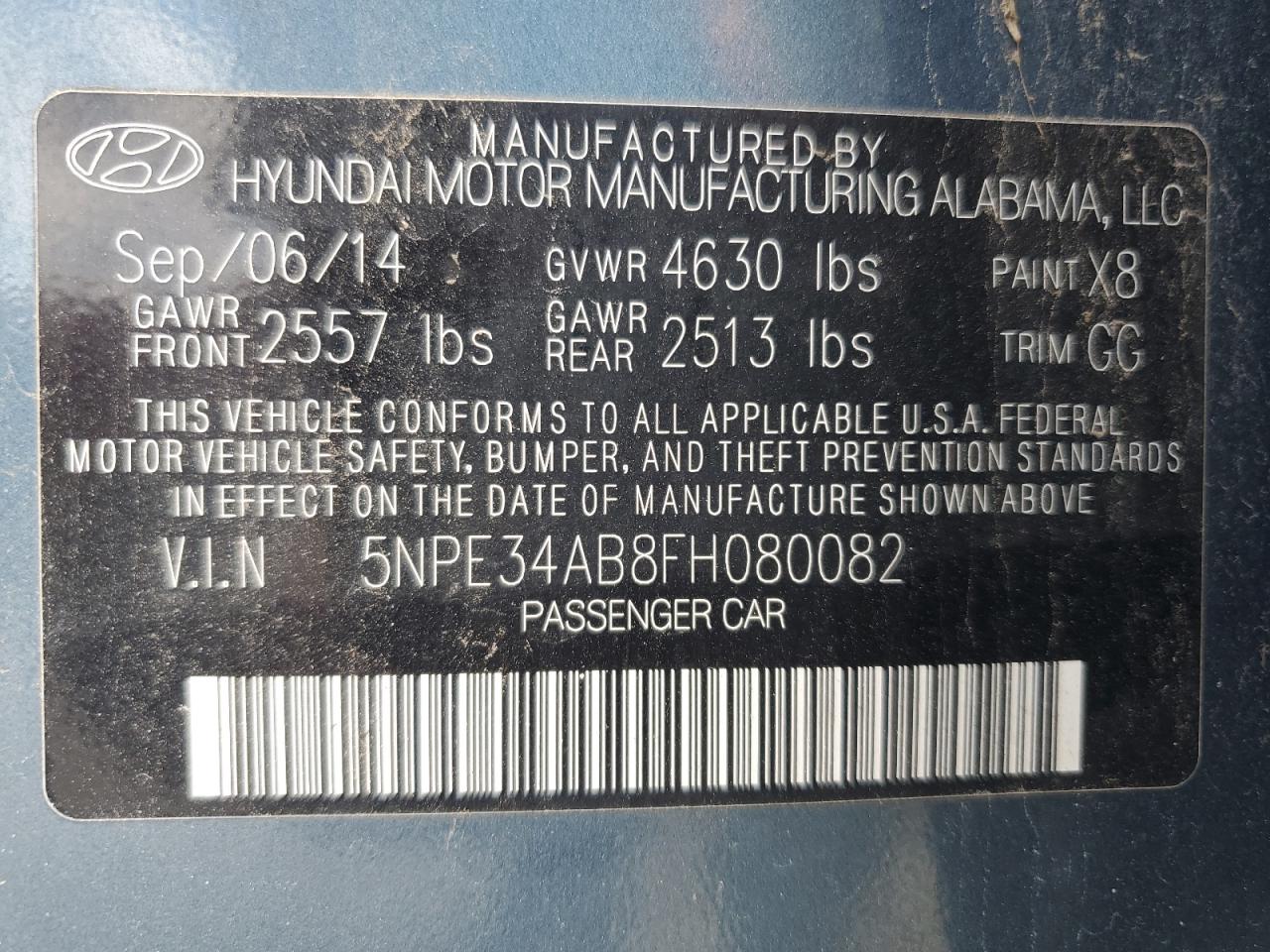 2015 Hyundai Sonata Sport VIN: 5NPE34AB8FH080082 Lot: 65983145