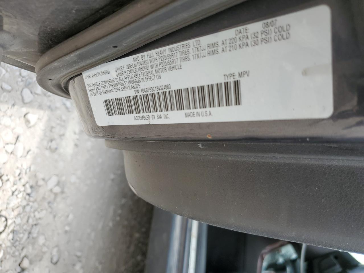 2008 Subaru Outback 2.5Xt Limited VIN: 4S4BP63C184324880 Lot: 63465755