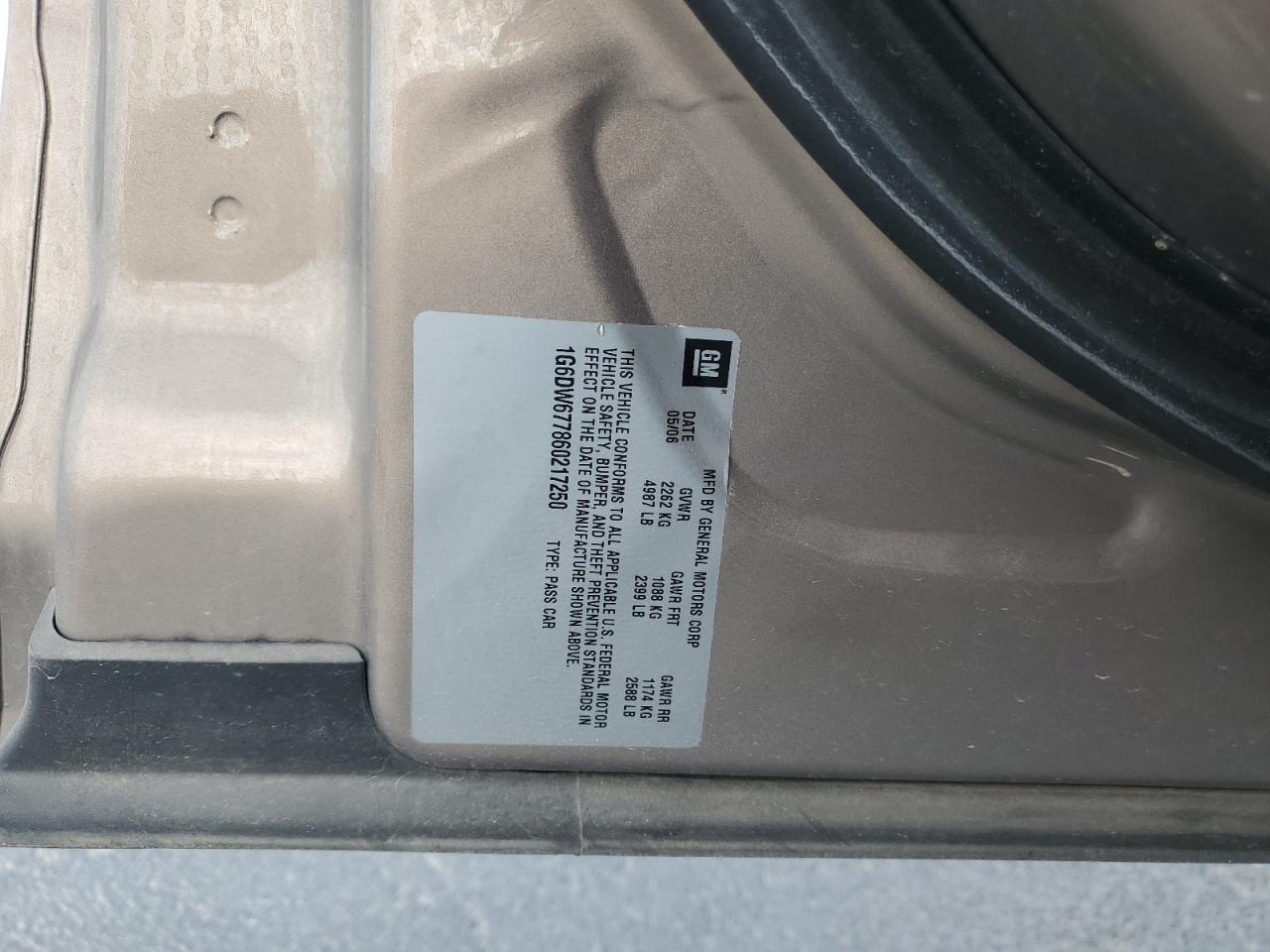 1g6dw677860217250 1G6DW677860217250 2006 Cadillac Sts