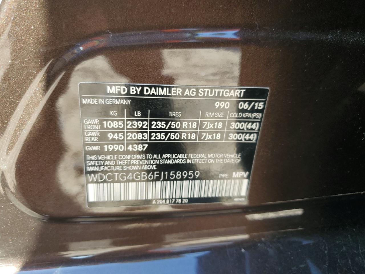 wdctg4gb6fj158959 WDCTG4GB6FJ158959 2015 Mercedes-Benz Gla 250 4Matic