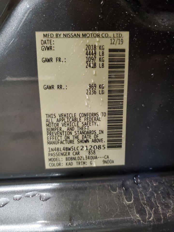 2020 Nissan Altima S VIN: 1N4BL4BW5LC212085 Lot: 64036505